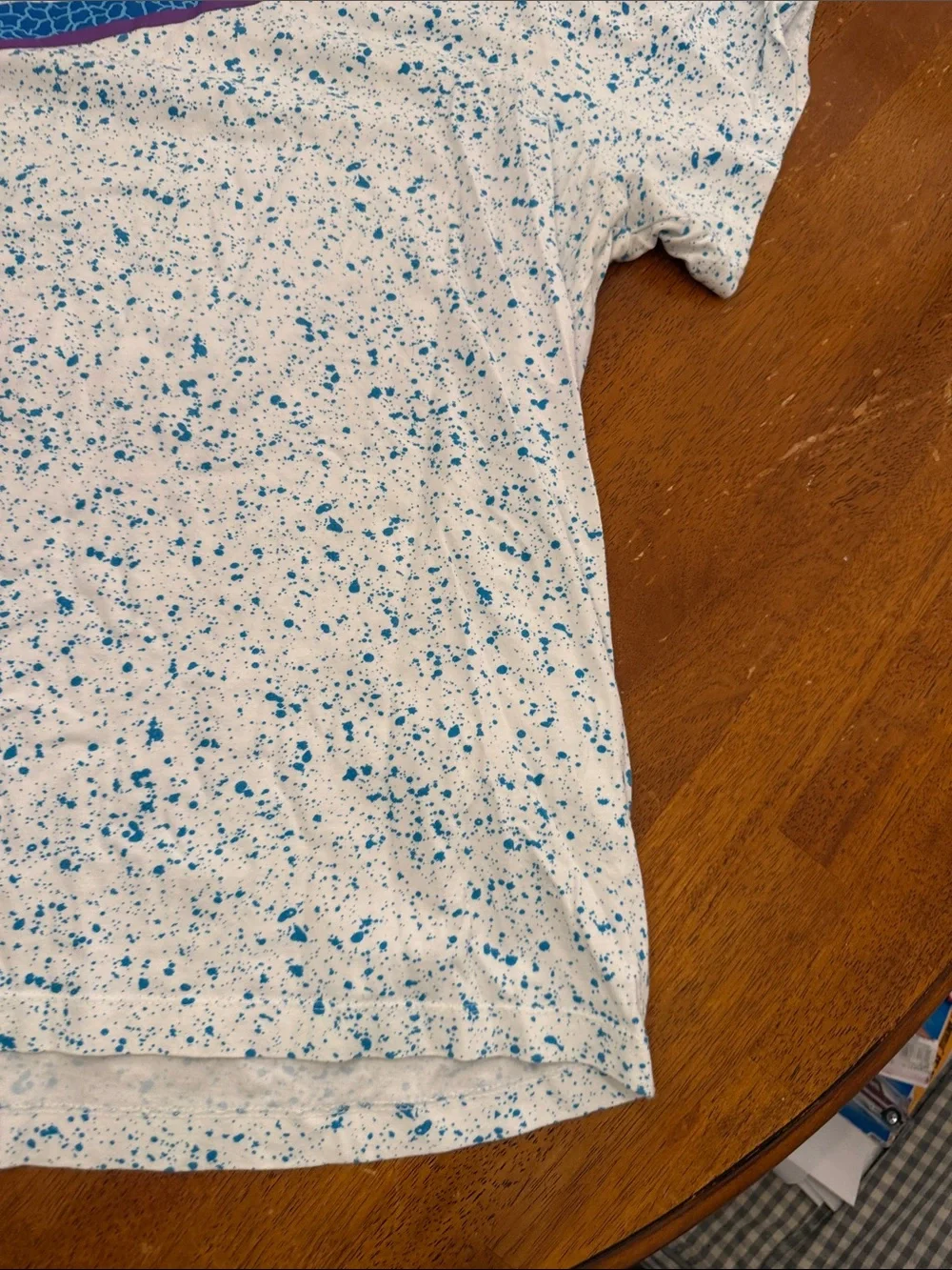 Nike White Tee with Blue Speckle and Purple-Blue Logo xxl